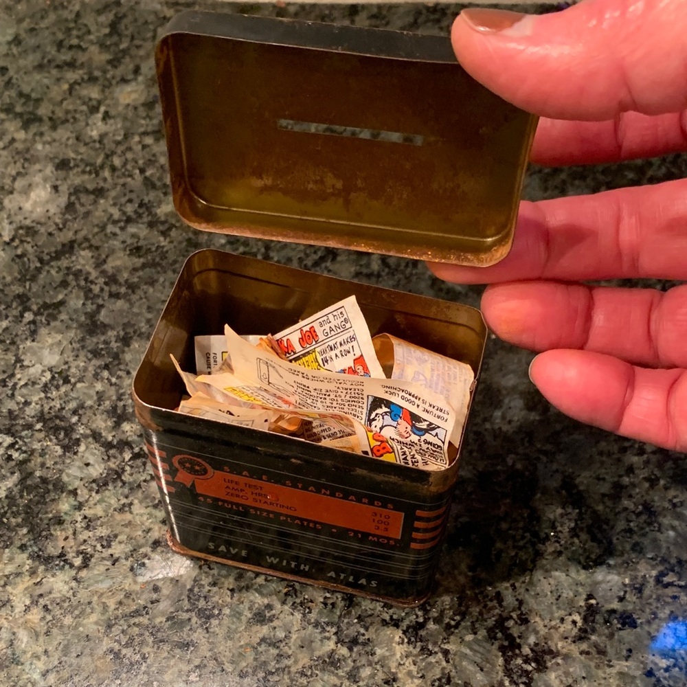 Vintage Atlas Car Battery Promotional Bank filled w/Bazooka Joe Cartoons - Picture 13 of 13